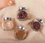 طقم توابل زجاج بغطاء 4 قطع